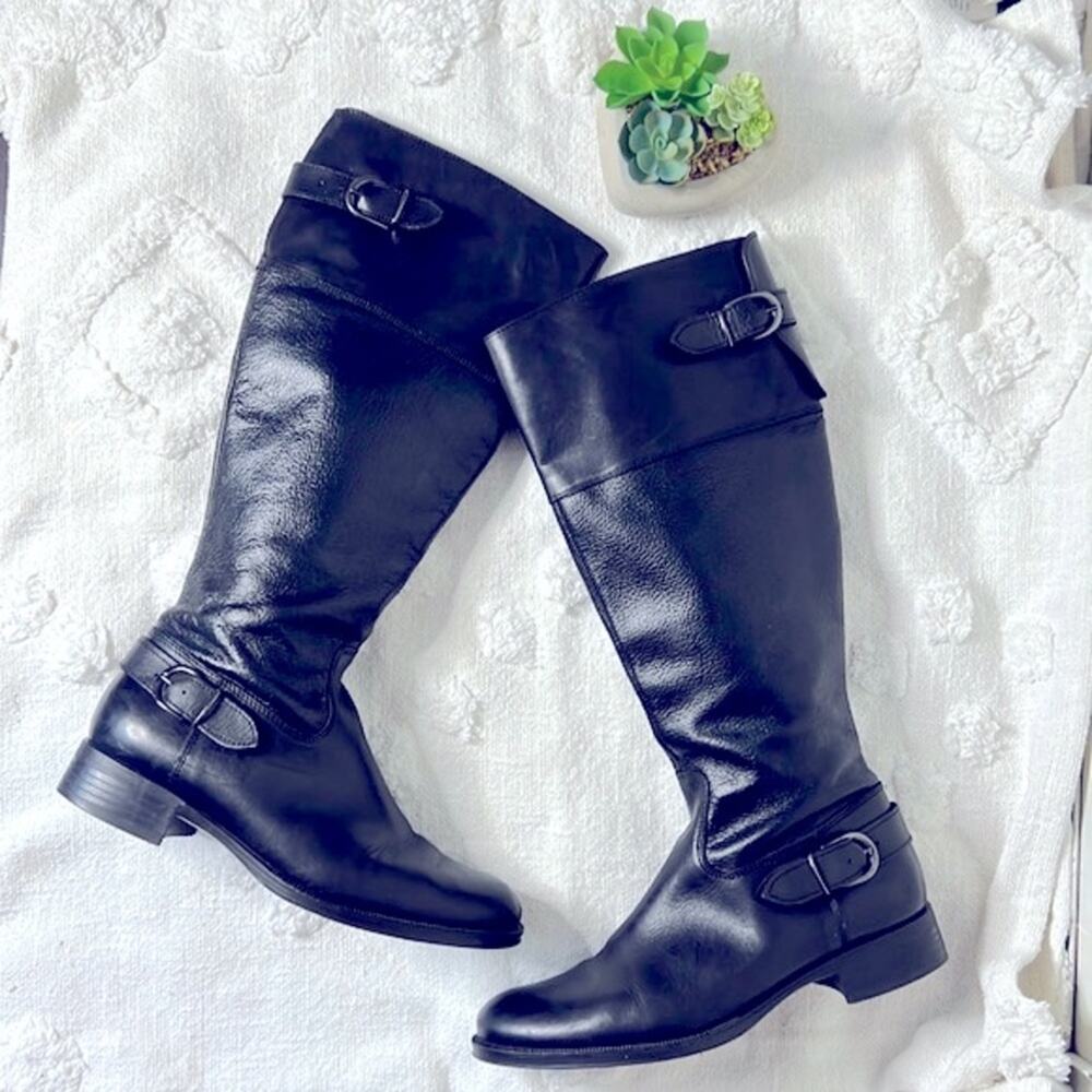 Aldo Black Leather Tall Riding Boots  Size 9